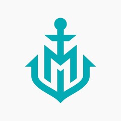 M letter with anchor logo © Mugi_Mulya