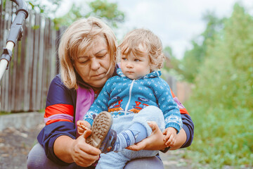 grandmother with a small grandson