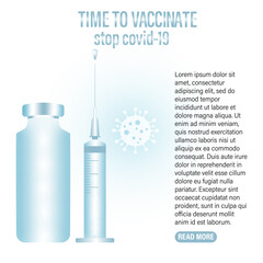 Time to vaccinate banner. Call for vaccine use. Covid vaccine.