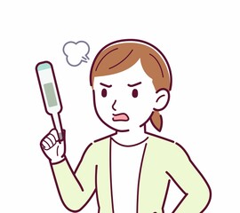 Young woman in a cardigan_Thermometer