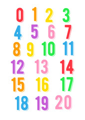 Number rainbow colorful design illustration for kids. Vector rainbow hand drawn illustration. rainbow illustration poster kids.