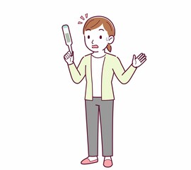 Young woman in a cardigan_Thermometer