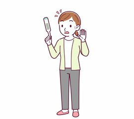 Young woman in a cardigan_Thermometer