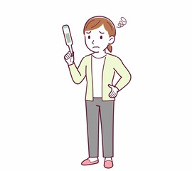 Young woman in a cardigan_Thermometer