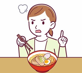 Young woman in a cardigan_ramen