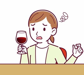 Young woman in a cardigan_wine