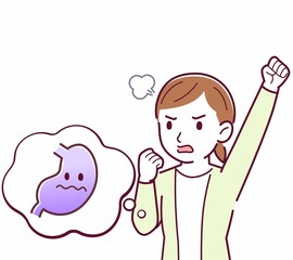 Young woman in a cardigan_stomach