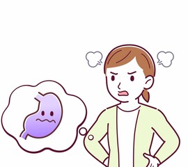 Young woman in a cardigan_stomach