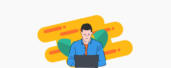 man working on laptop , developer working on laptop