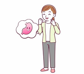 Young woman in a cardigan_stomach