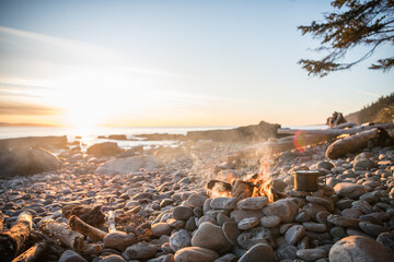 Camping on a beach in juan de fuca provincial park, canada
