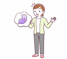 Young woman in a cardigan_stomach