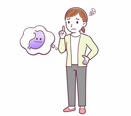 Young woman in a cardigan_stomach