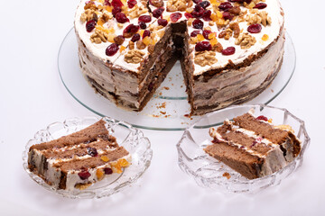 gingerbread cake sprinkled with dried fruits
