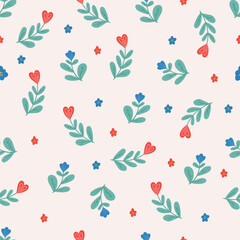 Obraz na płótnie Canvas Seamless vector pattern with hearts. Love background for Valentine's day. Seamless bright romantic design for fabric or wrap paper.