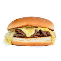 Cheese hamburger sadwich isolated on white background