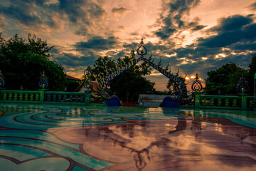 Background of Thailand's Chonburi religious attractions (Wat Khao Phra Khru viewpoint), with...