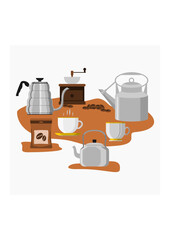Editable Coffee Brewing Equipment Vector Illustration for Artwork Elements of Cafe and Restaurant or Product Business Related Design