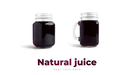 Cherry juice in bottle on a white background.