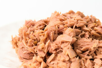 Lean tuna on white background