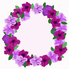 Frame for greeting card with round ass petunias