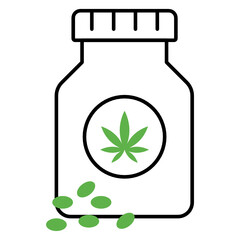 Cannabis Beans with Jar Concept Vector Icon Design, Marijuana and psychoactive drug Symbol on white background, Hashish and Hemp Sign, 
