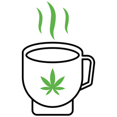 Cannabis Tea Concept, Weed drinking cup vector color icon design, Marijuana and psychoactive drug Symbol on white background, Hashish and Hemp Sign,