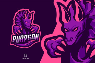 purple dragon mascot esport game logo illustration for sport gaming team © eryusan