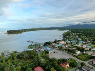 The Sematan Beach and Coastline of the most southern part of Sarawak and Borneo Island