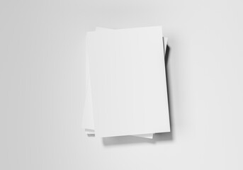 books with blank cover isolated top view. 3d Render