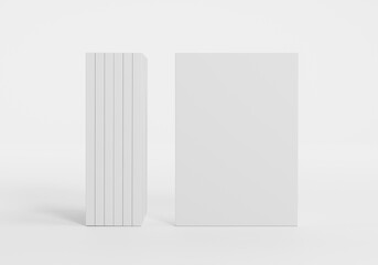 softcover books with blank cover isolated on white background. 3d Render