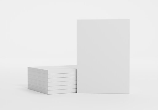 softcover books with blank cover isolated on white background. Illustration 3d render