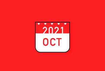 Flat design of calendar month OCTOBER icon. Vector Illustration