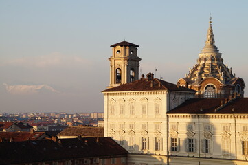 Fototapeta premium Italy, Turin: panoramic view of the city and the Alps