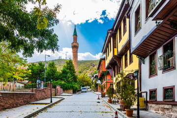 Afyonkarahisar old houses streets view. Afyon is located center of Anatolia.