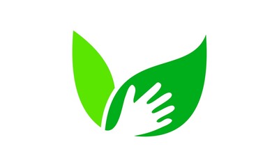 leaf hand vector icon