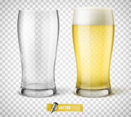 Verres de bière vectoriels sur fond transparent