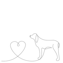 Dog on white background line drawing vector illustration