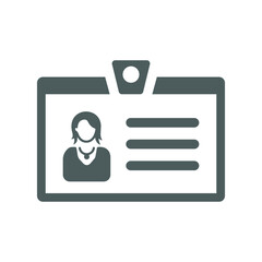 Access card account, user data icon. Gray version design