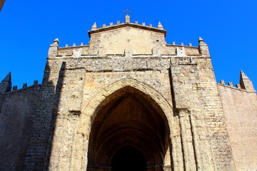 Obraz premium Erice, Italy, August 23, 2017 Erice, World Heritage Site, evocative image of the Bell Tower and Cathedral of the Assumption Century XIII 