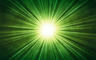 光輝く集中線、緑の星雲のようなグラデーション、中央がまぶしく光る、