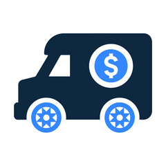 Cash delivery, car transport icon. Editable vector isolated on a white background.