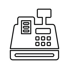 Cash machine, payment shopping outline icon. line art vector