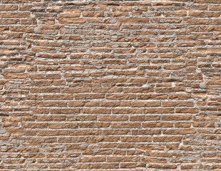 Old dirty interior with brick wall, vintage background of bricks damaged by time and weather. 3D-rendering