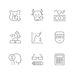 Set line icons of financial analytics