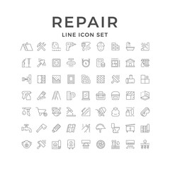 Set line icons of house repair