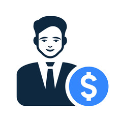Banker, rich man icon. Glyph vector isolated on a white background.
