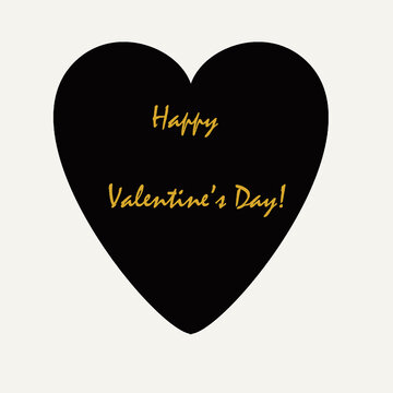 Happy Valentine's Day card with black heart - stock image