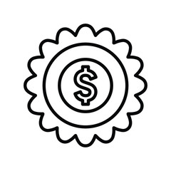 Banking stamp, price tag seal outline icon. line art design