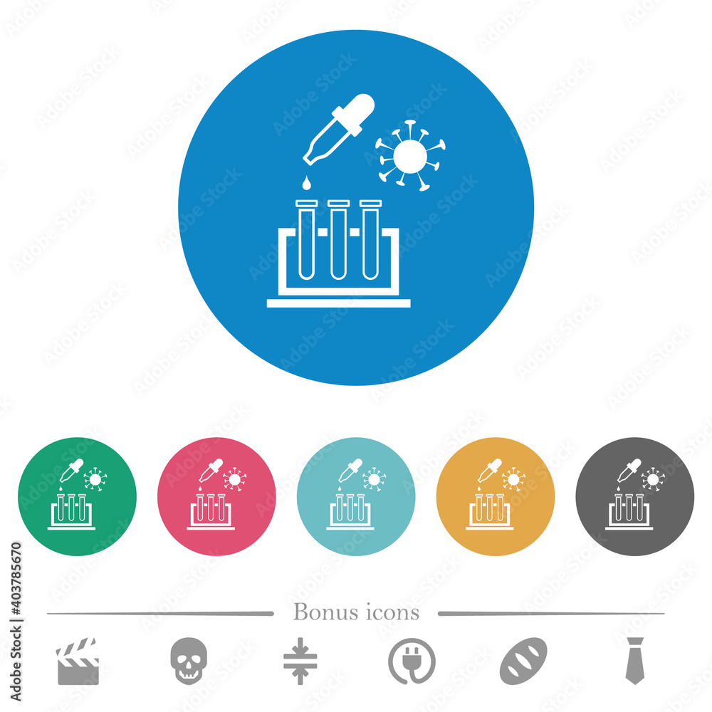 Sticker Covid research flat round icons